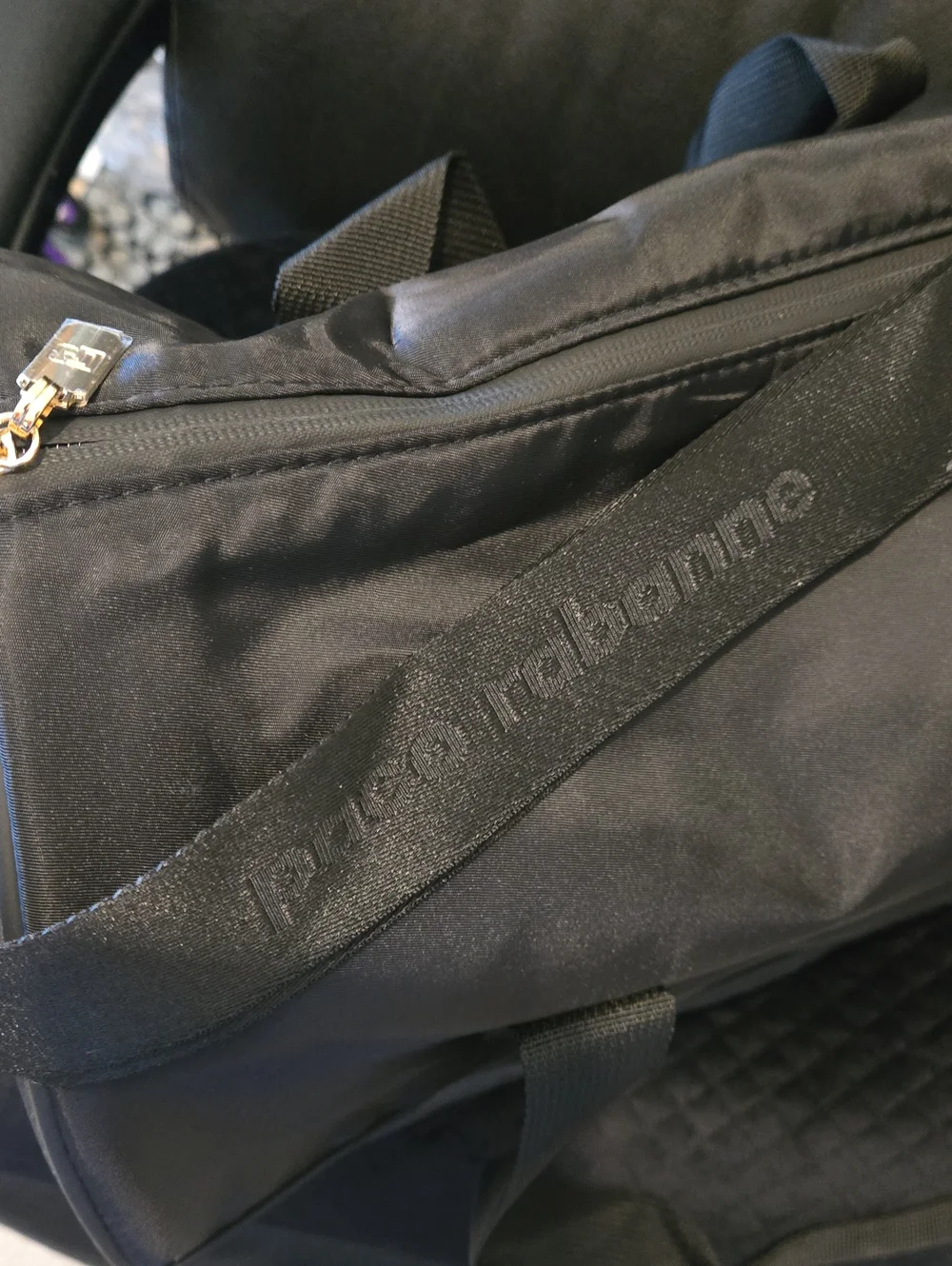 Paco Rabanne Black Nylon Duffel with Web Carry Handles